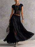 Lourdes – conjunto de top con encaje y falda larga plisada