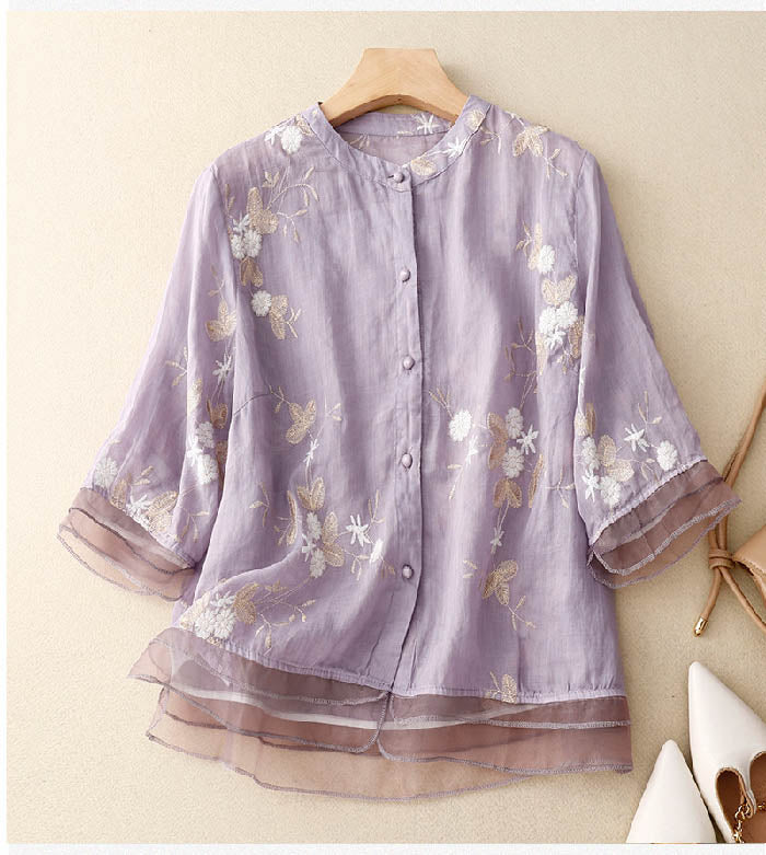Matilde – blusa con bordado de flores